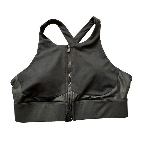 Fabletics Size Small Sports Bra Zip Front Removable Pads Cross Back Black - Picture 1 of 4